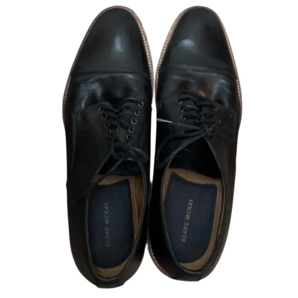 BLAKE MCCAY Black Leather Men's Oxford Dress Shoes SZ 10.5
